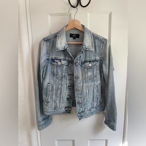 J.Crew distressed light-wash denim jean jacket, size XS